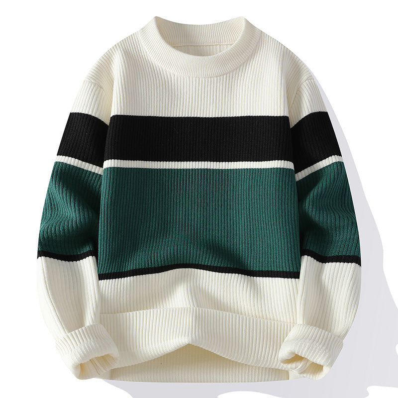 Color Contrast Striped Thickened Jumper