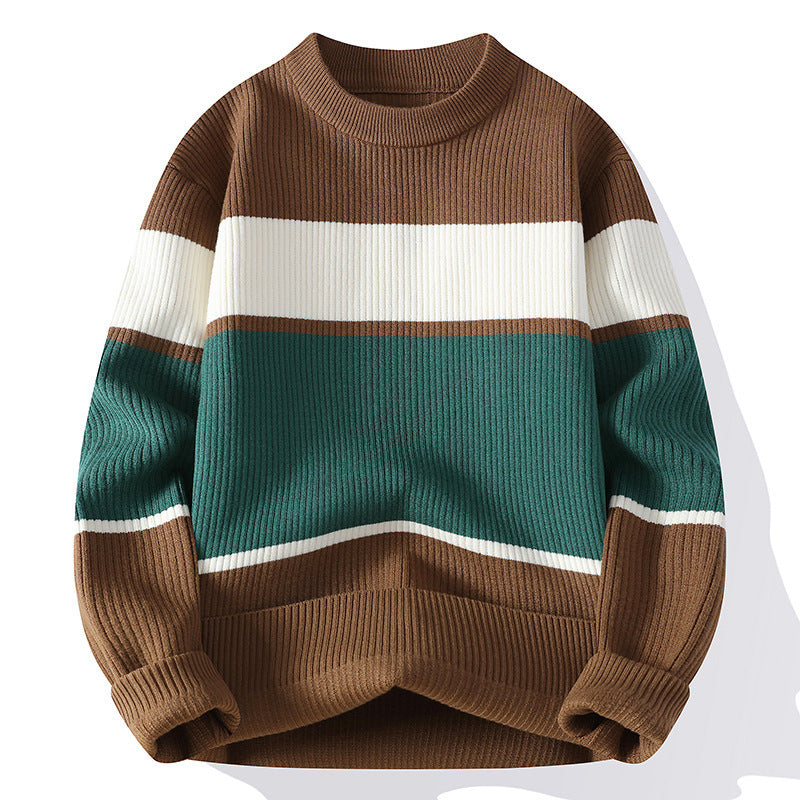 Color Contrast Striped Thickened Jumper