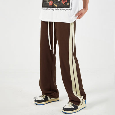 Straight Color Matching Side Drawstring Trousers