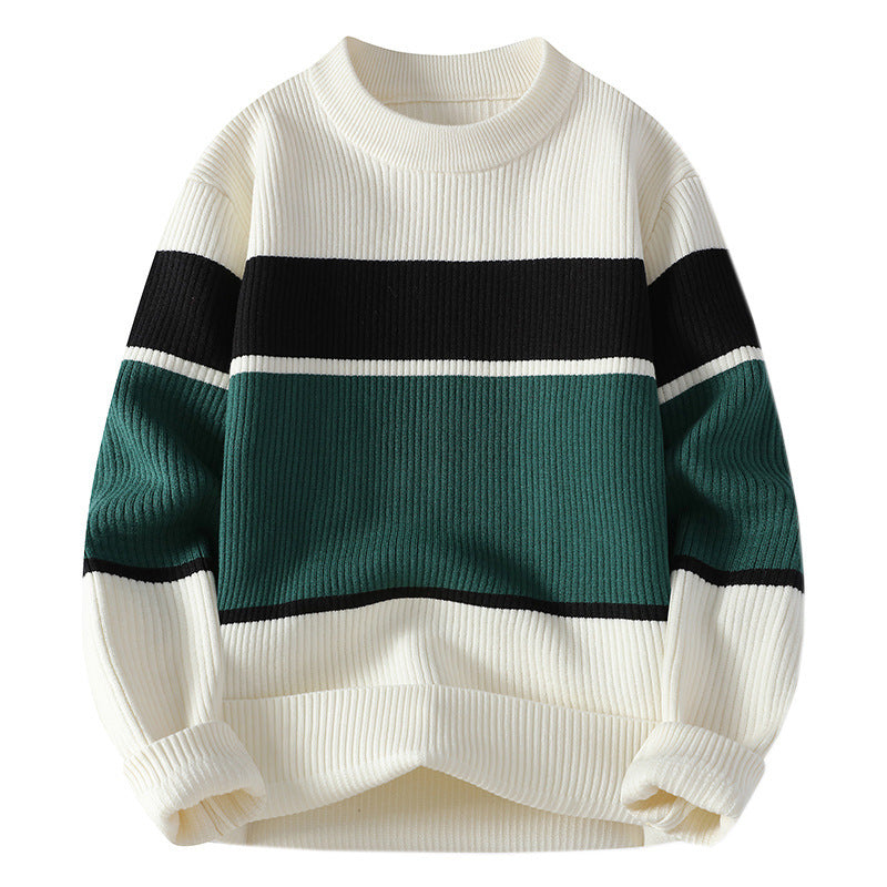 Color Contrast Striped Thickened Jumper