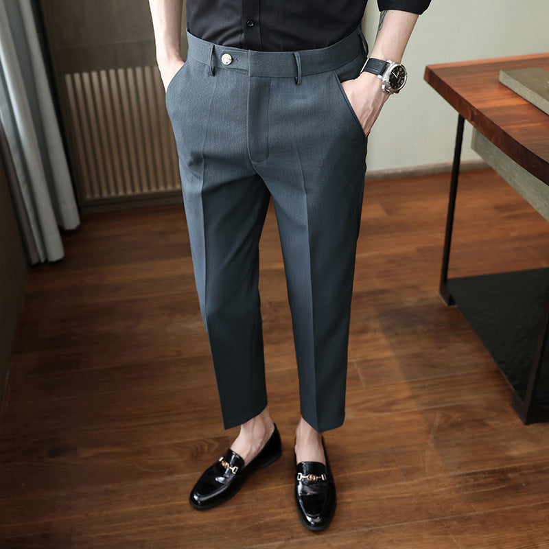 Men's Ice Silk Slim Fit Feet Business Casual Pants