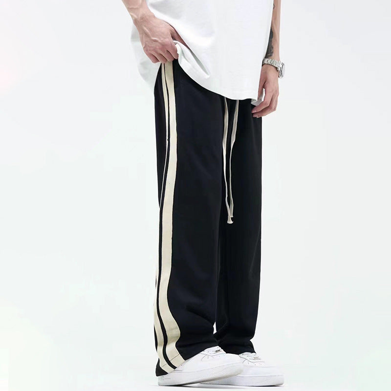 Straight Color Matching Side Drawstring Trousers