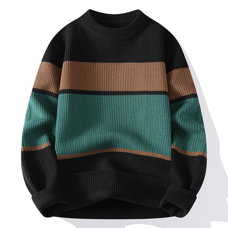 Color Contrast Striped Thickened Jumper