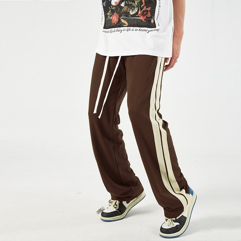 Straight Color Matching Side Drawstring Trousers